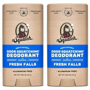 Dr. Squatch Natural Deodorant for Men 2 Pack Fresh Falls – Odor-Squatching Men's Deodorant Aluminum Free (2.65 oz, 2 Pack)