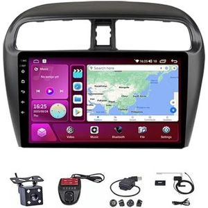 Android Autoradio Video Multimedia Speler, 9 Inch Touch Screen Radio Plug And Play Autotoebehoren met Bluetooth En Navigatie En Achteruitrijcamera Voor Mitsubishi Mirage Attrage 2012-2018(M700S 4G+W