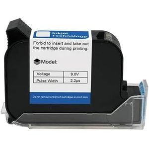 12,7 mm Economy online handheld inkjetprintercartridge, sneldrogende, waterdichte oplosmiddelzwarte inkt voor Tekst Barcode Datum Tijd, etc(1PC)