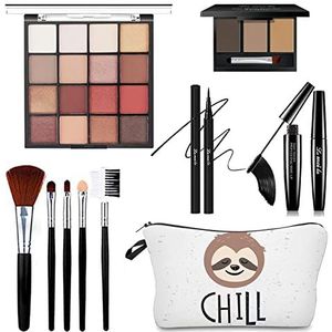 QIONG - All-in-one make-upset voor dames, complete set, basiscosmeticaset voor beginners en professionals, oogmake-up