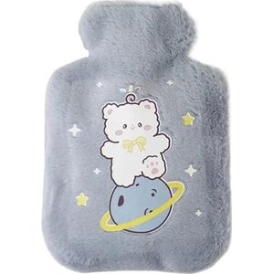 Warmwaterkruikenzak voor meisjes, 500 ml met water gevulde warmwaterkruik, pluche handwarmer, warmtepakket, herbruikbare warmwaterkruikzak voor warmwaterkruik (500 ml grijs)