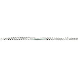 Sovrani Heren sieraden uit de collectie Deep. Armband van 925 zilver, met witte zirkonia en smaragd, lengte: 18 + 3 cm, met karabijnsluiting. De referentie is: J9317, Sterling zilver