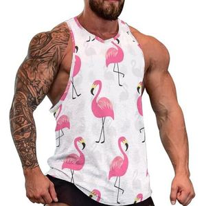 Cartoon Flamingo heren tanktop grafische mouwloze bodybuilding T-shirts casual strand T-shirt grappige sportschool spier