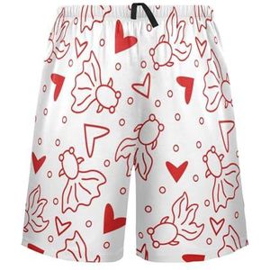 LI ZHI XIN Herenpyjamabroek, korte pyjamabroek, zomer casual shorts, elastische taille met trekkoord, rechte buis losse pasvorm met 2 zakken, S-XXL schattig goudvispatroon, Meerkleurig, S