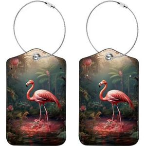 Flamingo Uniek en duurzaam: 2 stuks bagagelabels voor koffer met metalen lusvergrendeling en privacyklephoes