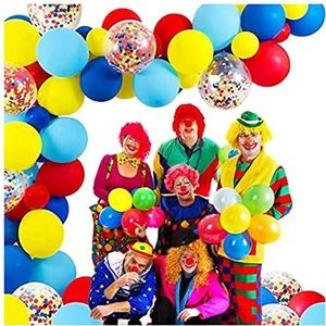 Ballonnen 104 stks/partij Circus Ballonnen Garland Rood Geel Blauw Confetti Ballon Boog for Carnaval Douche Bruiloft Birthday Party Decor Heliumballonnen