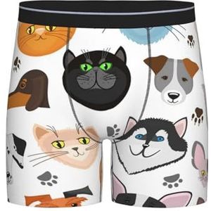 GRatka Boxer slips, heren onderbroek boxershorts, been boxer slips grappig nieuwigheid ondergoed, cartoon kat en hond, zoals afgebeeld, M