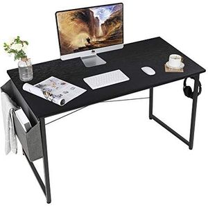 AuAg Bureau, zwart, 120 x 60 cm, pc-tafel, computertafel met opbergtas, klein bureau, kantoortafel voor thuis, kantoor, school, stabiele laptoptafel, werktafel