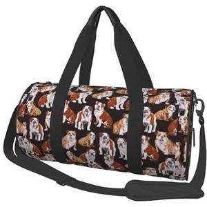 Engelse Bulldog, grote capaciteit reizen plunjezak ronde handtas sport reistas draagtas fitness tas, zoals afgebeeld, Eén maat
