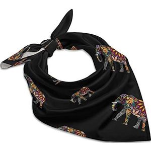 Bloemen olifant bandana's voor mannen vrouwen vierkante kop zijden sjaal lichtgewicht wikkel hals zakdoek halsdoek 45 cm x 45 cm