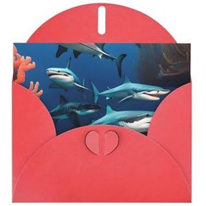 Submarine Shark Coral Wenskaart, blanco wenskaart met envelop, 16 x 10,5 cm, voor afstuderen, bruiloft, feest en dank u