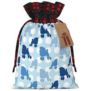 Blauwe Poedel Polka Dot Kerst Gift Tassen, Grote Maat Kerst Zakken Voor Geschenken Party Gunsten, Xmas Gift Tassen, Vakantie Tas