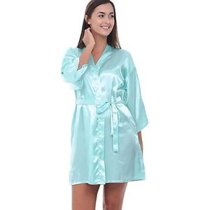 Satijnen Badjas Vrouwen Zijde Satijn Korte Nacht Gewaad Effen Kimono Gewaad Mode Badjas Sexy Badjas Bruiloft Bruid Bruidsmeisje Gewaad Voor Vrouw, Lichtgroen, XXL