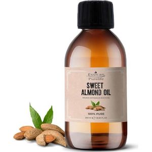 Essican Purelife Zoete Amandelolie Voor De Huid 250ml, Koudgeperste Amandelolie Haar En Huid, Dragerolie Voor Etherische Olie, Amandel Lichaamsolie, Hydraterende Gezichtsolie, Amandel Haarolie