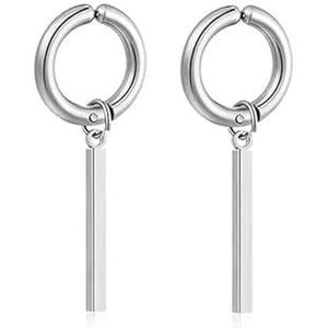 2-14 stuks Clip op oorbellen voor mannen vrouwen roestvrij staal nep Cross Dangle oorbellen zilveren Clip op nep Earring Set