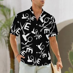 Kapper kapper kapper liefde kapper gereedschap heren shirts korte mouw strand shirt Hawaiiaans shirt casual zomer T-shirt L
