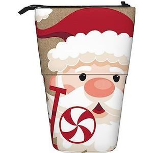 Merry Christmas Potlood Case Telescopische Make-up Tas Pop Up Office Organizer Box Staande Pen Houder Cosmetica Tas met Ritssluiting, Zwart, Eén maat, Munten Pouch