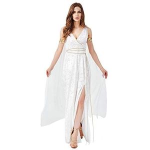 Halloween Griekse godin jurk Athena kostuum mouwloos V-hals Romeinse toga olympische complete set, M