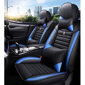 Stoelhoezen Beschermhoezen Voor + Achterbank Volledige Dekking Auto Seat Cover Voor Vw Nieuw Voor Kever Voor Caddy Voor Touran Voor Tiguan Voor Touareg Voor Caravelle Voor Sharan(Zwart blauw,Deluxe)