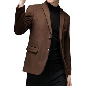 Blazerjas Voor Heren - Heren Colbert Casual Klassiek Kantoor Werkkleding Banket Formeel Tops Effen Kleur Eenvoudig Vintage Herfst Winter Streetwear,Bruin,4Xl