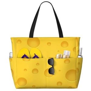 HDTVTV Gele kaas, grote strandtas schoudertas voor dames - draagtas handtas met handgrepen, zoals afgebeeld, Eén maat