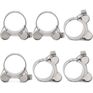 FamlTol 6 stuks uitlaatklem, motorfiets, 23-25 mm, turbineklem, metaal, roestvrij staal, geschikt voor auto en motorfiets, uitlaataansluiting