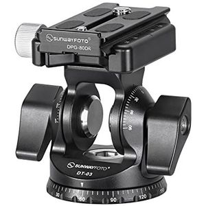 Sunwayfoto DT-03S Arca/RRS compatibele 2-weg kantelkop + 60mm QR-plaat voor statief/monopod