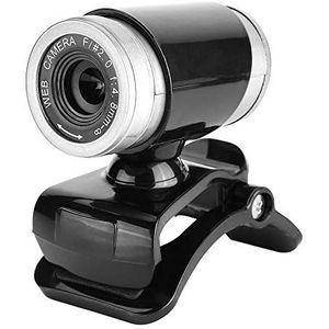 Webcam voor pc, 12,0 M pixels Clip-on 360 graden webcamera, USB-videocamera met microfoon, Full HD 640 x 480 Dynamic Resolution Camera voor laptop en desktop(Zwart + zilver)