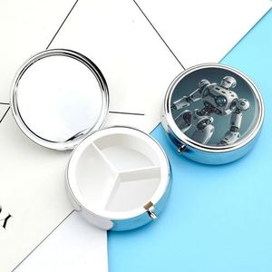 Mechanische Persoon Pillendoos Pil Container Houder 3 Compartiment Metalen Pil Organizer Reizen Geneeskunde Organizer Draagbare Pillendoos voor Pocket om Pillen Vitamine vast te houden