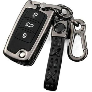 Sleutelbehuizing Autosleutelzakje Cover Case Chain Remote Smart Voor Arteon Atlas Voor Passat Voor Tiguan Jetta Voor Superb Kodiaq Houder Shell Autosleutelhoesje(A Gray Set 2)