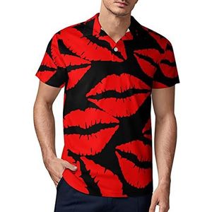 Kiss Lip golfpoloshirt voor heren, zomer, korte mouwen, casual, sneldrogend, maat M