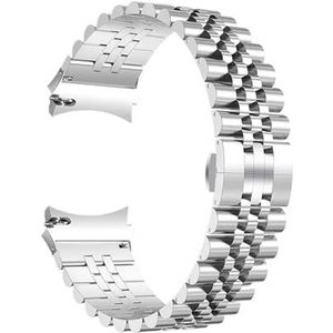 Roestvrij staal geen kloof band geschikt for Samsung Galaxy Watch 6 4 Classic 44mm 40mm 46 42mm 43 47mm gebogen eindband for horloge 5 Pro 45mm(Silver,Watch 4 44mm)