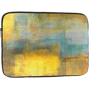 Laptophoes Grijs en Geel Abstracte Kunst Schilderen Slanke Laptop Case Cover Duurzame Aktetas Schokbestendige Beschermende Notebook Case 17 Inch
