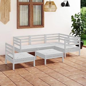 CBLDF 6 Delige Tuin Lounge Set Massief Pinewood Wit