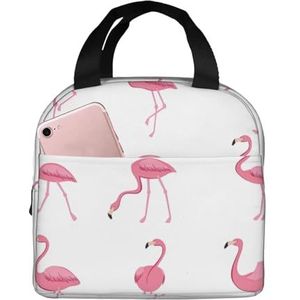 Yqxwjl Flamingo's op witte print lunchbox lunchtas voor vrouwen volwassen mannen lekvrije leuke lunchtas voor werk picknick reizen