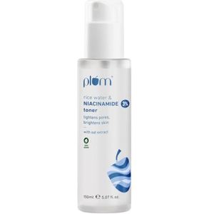 Plum 3% Niacinamide Toner met rijstwater|Vitamine B3 met Japans gefermenteerd rijstwater|Bestrijdt vlekken en acne|Voor heldere, vlekvrije, gehydrateerde huid | Geschikt voor alle huidtypes | 100%