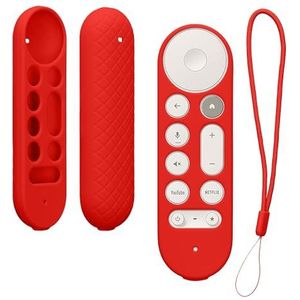 kwmobile hoes compatibel met Google TV Streamer 4K hoes - Siliconen anti-slip hoes voor afstandsbediening in rood