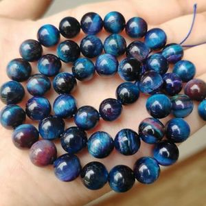Groothandel Natuursteen Kralen Gele Tijgeroog Ronde Losse Kralen voor Sieraden Maken DIY Armband 15"" Pick Maat 4/6/8/10/12mm-bicolor blauw_a-6mm 63 stuks kralen
