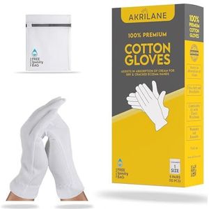 Katoenen handschoenen voor droge handen, hydraterende handschoenen 's nachts, eczeem behandeling, skin spa-therapie, cosmetische sieraden inspectie premium kwaliteit (5 paar)