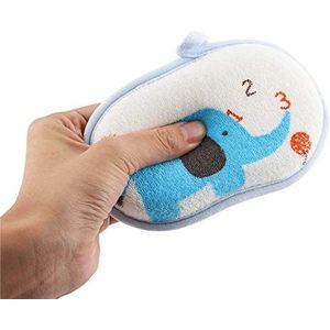 Baby Bath Sponge, Cute Elephant Pattern Cotton Baby Bath Sponge Soft Foam Scrubber Hypoallergenic Absorbent Sea Sponge for Infant Toddler(Blue)