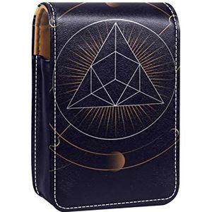 Lipgloss Houder Lippenstift Case Draagbare Mini Lipstick Opbergdoos Reizen Lipstick Organizer Case met Spiegel voor Vrouwen Geometrische Piramide Astrologische Tarot Card, Meerkleurig, 9.5x2x7 cm/3.7x0.8x2.7 in