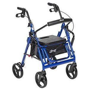 Drive Medical Duet Transport Wheelchair rollator Walker, Blue by Drive Medical