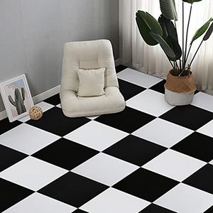 Vinylvloeren Zelfklevend PVC Vloerbedekking voor Keuken Woonkamer Slaapkamer Waterdichte Slijtvast Vinyl Vloer Wit Zwart 30x30cm 10stuks