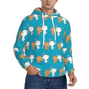 TTIGLHOH Witte beer bruine beer winter hoodies voor mannen fleece gevoerde sherpa trui kangoeroe zak comfortabele pasvorm, winter sweatshirt, Zwart, M