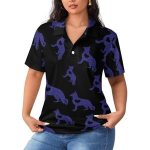 Duitse herder hart hondenras dames poloshirts met korte mouwen casual T-shirts met kraag golfshirts sport blouses tops 2XL