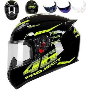 Volledige racemotorcrosshelm met helder en getint vizier, DOT-typegoedgekeurde fietshelm (XXL)(46,Large)