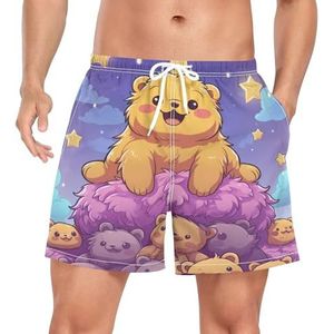 Doodle Baby Bear Animal Heren Zwembroek Shorts Sneldrogend met Zakken, Leuke mode, S