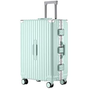 Koffer Reiskoffer Aluminium frame Bagage op demper Universeel wiel Wachtwoord Business case Multifunctioneel (Color : Mint green aluminum, Size : 24 Inch)