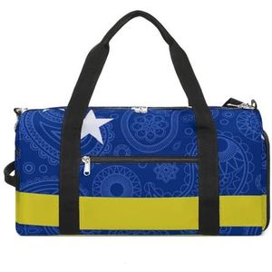 Curacao Paisley Vlag Grappige Gymtas met Schoenenvak Reizen Duffel Bag Weekender Overnachting Tas Yoga Tas