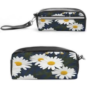 MNVTSKOP Bloemen Daisy Make-uptas Kleine Cosmetische Reistas Draagbare Briefpapier Organizer voor Vrouwen Leraar